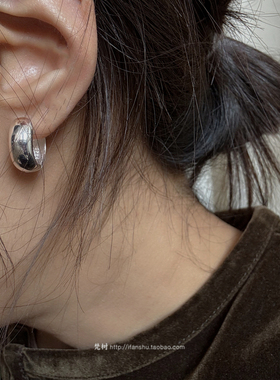 梵树For handmade-《时光慢旅》S925纯银 好看的弧形宽面耳环