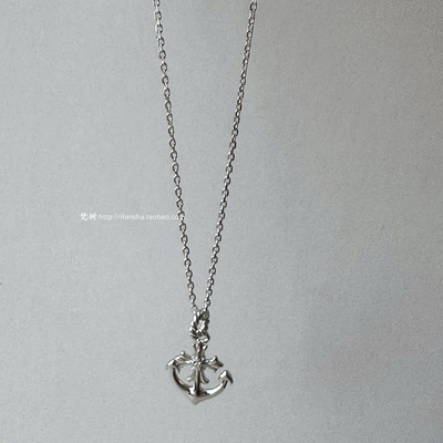 梵树For handmade-《女海员》S925海军风麻花圆圈船锚项链
