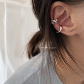 handmade 重塑 925银 梵树For 日常光亮耳夹组合 镂空交叉耳夹