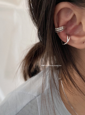 梵树For handmade-《重塑》925银 日常光亮耳夹组合 镂空交叉耳夹