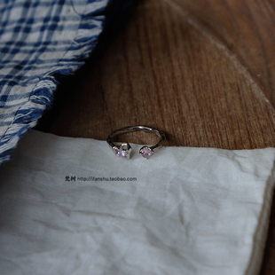 梵树For handmade-《恋之少女》S925银 甜美淡淡粉锆石爱心尾戒