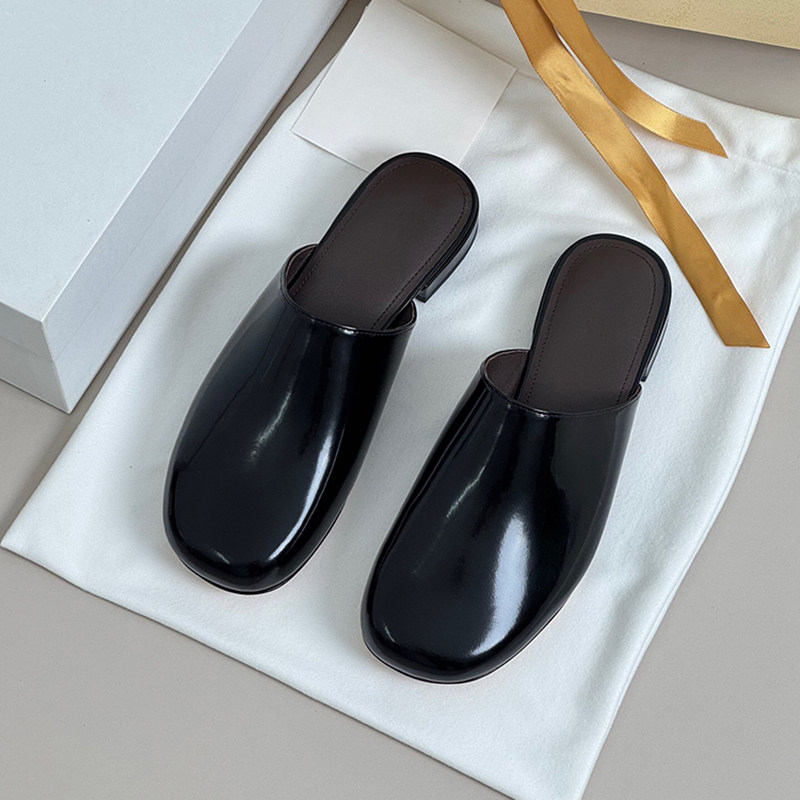 欧美小众开边珠牛皮平底方头穆勒拖鞋女2025秋季新款低跟包头凉拖,女鞋,包头拖,淘宝优惠券,粉丝福利购,淘宝优惠卷