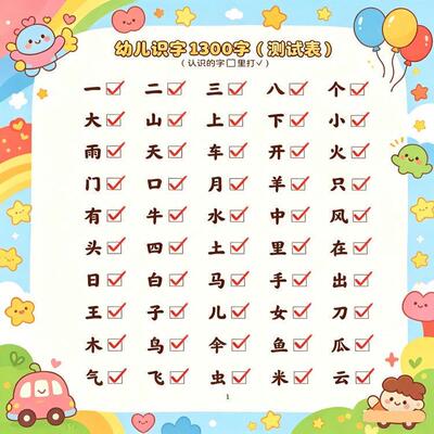2026新版班主任推荐幼升小幼儿识字1300字通关检测表拼音版练字本