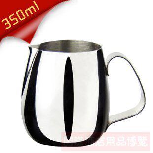 新款加厚不锈钢尖嘴拉花杯 300ml 鼓形拉花缸 打奶泡壶 咖啡器具