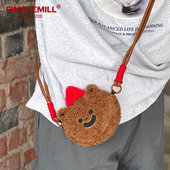 朴坊TUNEE GOODS毛绒小熊包零钱袋耳机口红钥匙斜挎可爱玩偶公仔