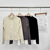 1414204纯色立领修身 收腰运动瑜伽拉链上衣