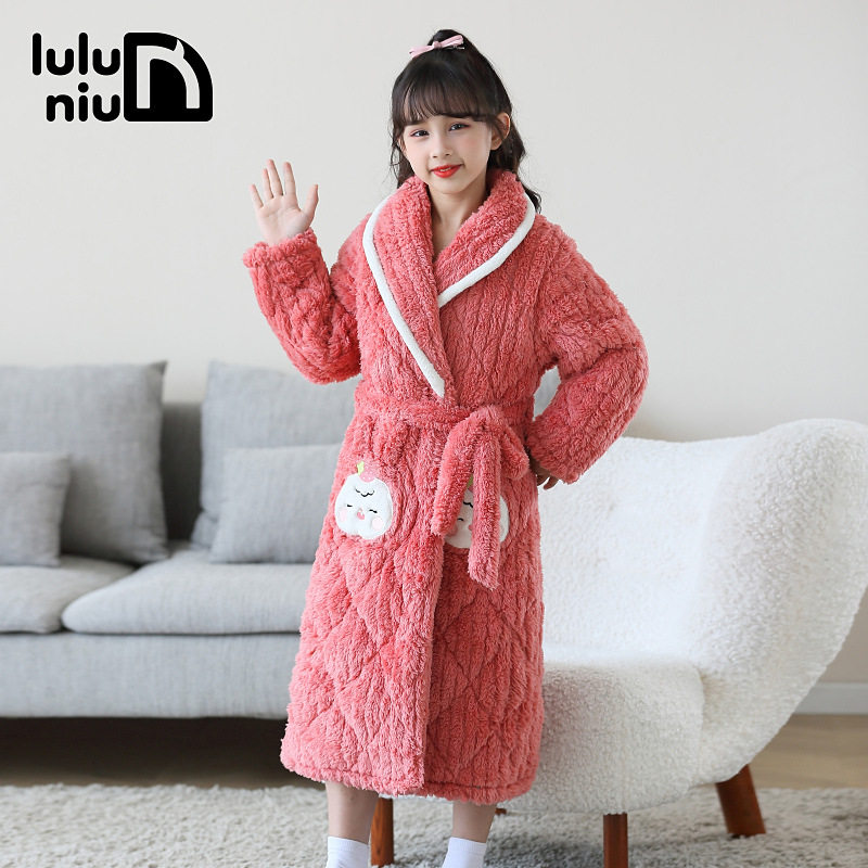 噜噜牛2023冬季女童睡袍法兰绒三层夹棉加厚款儿童睡衣中大童浴袍,童装/婴儿装/亲子装,浴袍,淘宝优惠券,粉丝福利购,淘宝优惠卷