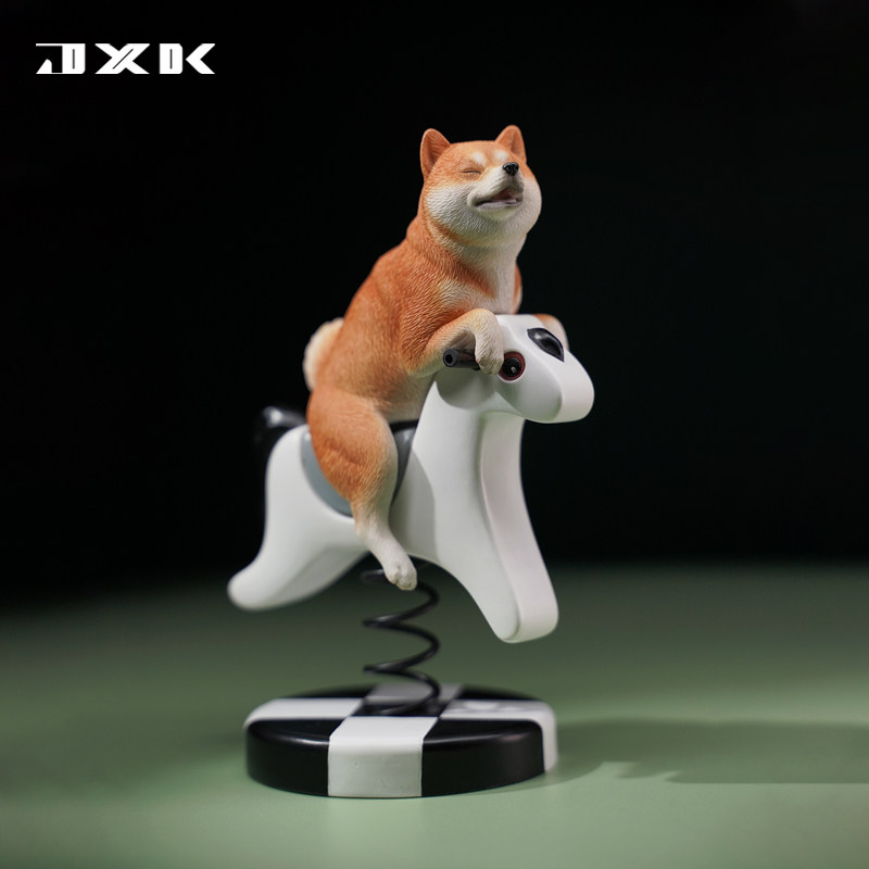 JXK 1/6 摇摇马柴犬网红可爱创意公仔宠物狗摆件周边潮玩模型手办