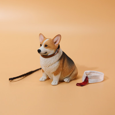 JXK 1/6 肥基 可爱萌柯基宠物犬高端仿真模型摆件潮玩周边手办