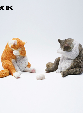 JXK 1/6懒猫6.0橘猫捂脸哭泣猫咪创意手办车载桌面模型小动物摆件