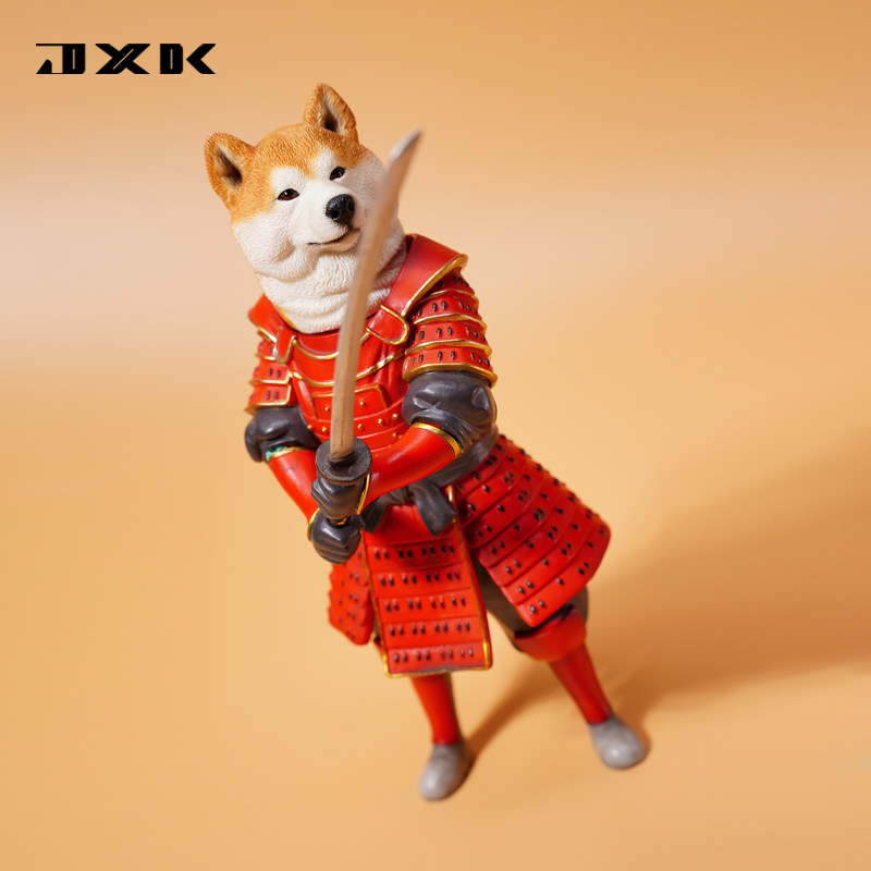 JXK 1/6武士柴公仔组装柴犬动物模型摆件GK模玩可动搭配BJD兵人偶
