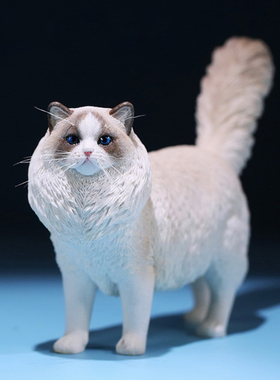 MrZ 仿真布偶猫咪摆件可爱动物模型手办树脂工艺品网红桌面摆件