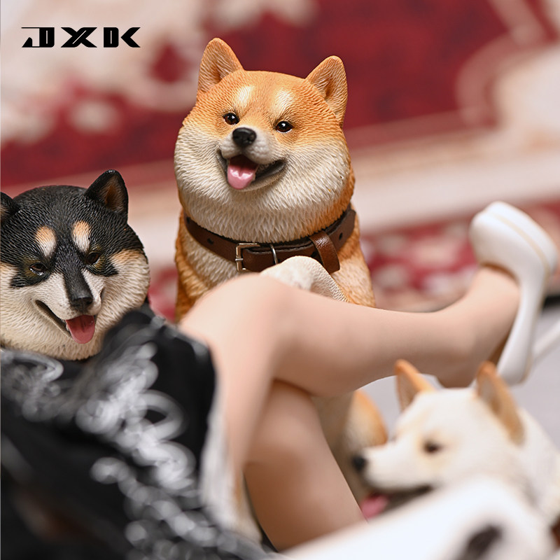 JXK 1/6 卖萌的柴犬宠物狗创意仿真潮玩手办简约日常送礼桌面摆件