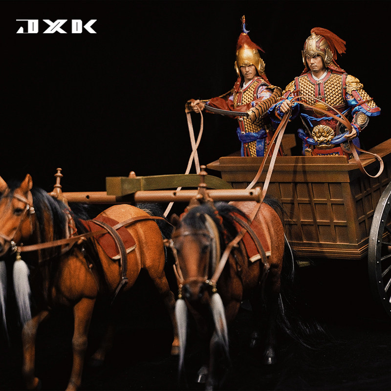 现货 JXK 1/6 战国战车模型 古代兵人坐骑仿真马车搭配摆件GK地台