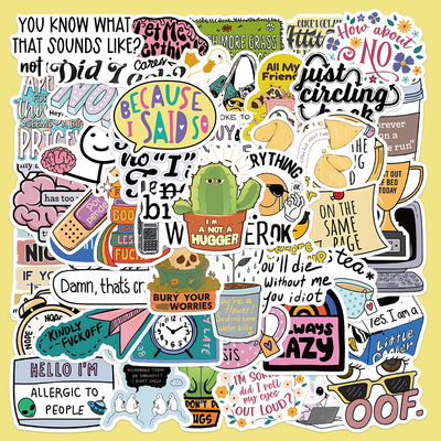 50张卡通Sarcastic讽刺贴纸吉他笔记本电脑装饰跨境涂鸦装饰贴画