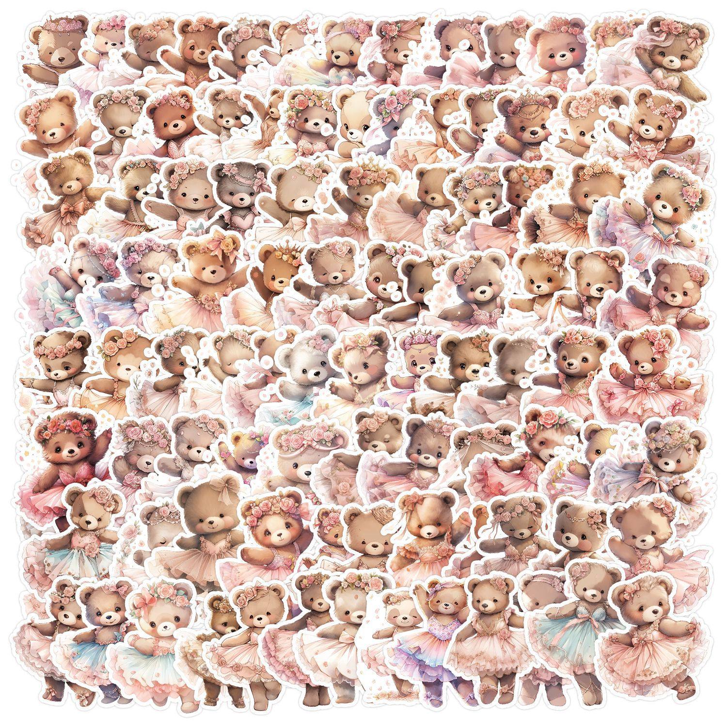 100张跳舞小熊涂鸦贴纸行李箱手机水杯装饰贴画防水创意儿童贴纸,文具电教/文化用品/商务用品,贴纸/立体贴纸,淘宝优惠券,粉丝福利购,淘宝优惠卷