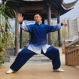 男 太极服女经编南韩绒秋冬季 加厚表演武术练功服不倒绒太极拳服装