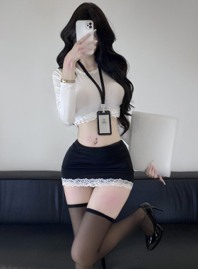PXFS纯欲秘书OL紧身透明性感睡衣制服夜店教师镂空透视包臀裙2493