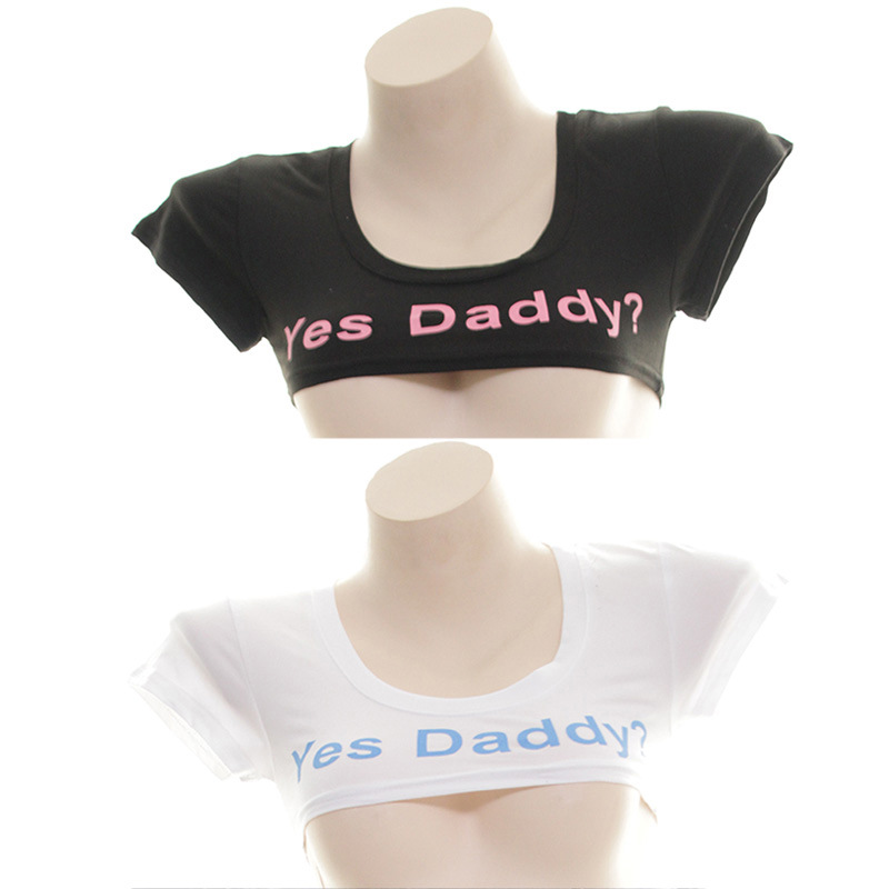 个性印字短T恤Yes Daddy ？超短T恤 棉质短袖情趣T恤女