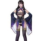 日系小恶魔 原创僵尸风Cosplay 服装 妖怪风万圣节演出摄影服紫色