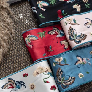 新国风刺绣蝶恋花织带辅料汉服戏服霞帔裙头袖口装饰辅料布艺织带