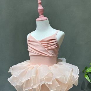 夏季 拼網紗吊帶連體服練功服演出服可愛蓬蓬裙芭蕾舞服 兒童新款