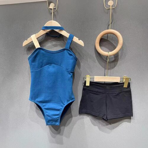 儿童夏季吊带连体服考级服民舞芭蕾练功服演出服开扣送脖颈