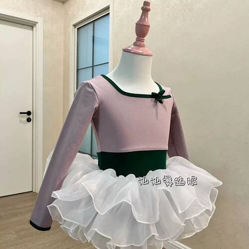 儿童长袖舞蹈服秋冬新款连体服练功服拼接中国舞民族舞体服演出服