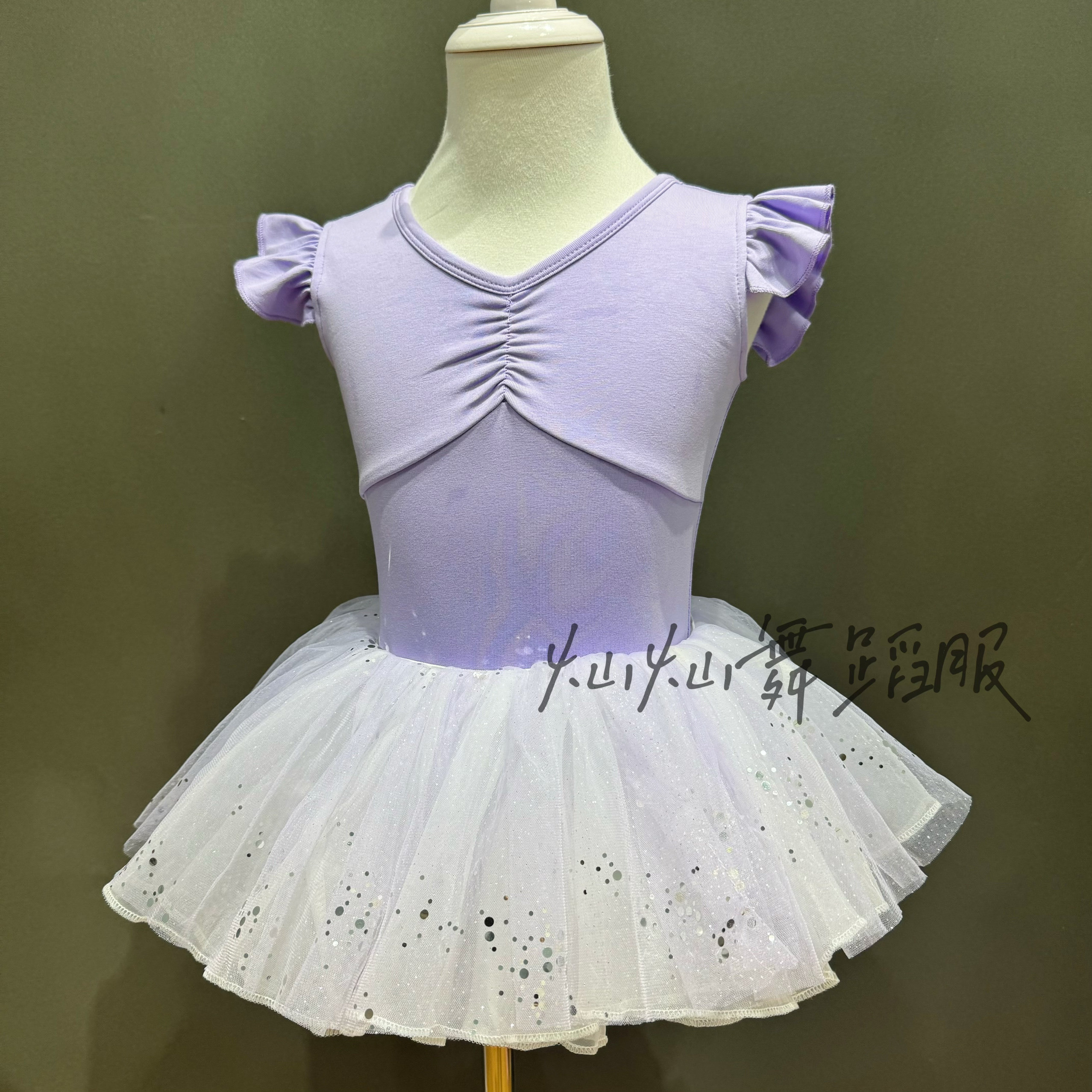 儿童舞蹈服女童夏季短袖芭蕾舞女孩跳舞连体练功服演出服考级服
