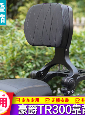 适用豪爵TR300PLUS都市旅行版折叠后靠背摩托车伸缩腰托靠垫改装