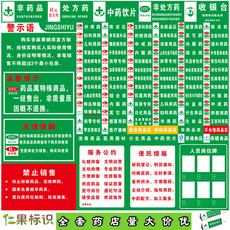 医院标签全套药店分类定制