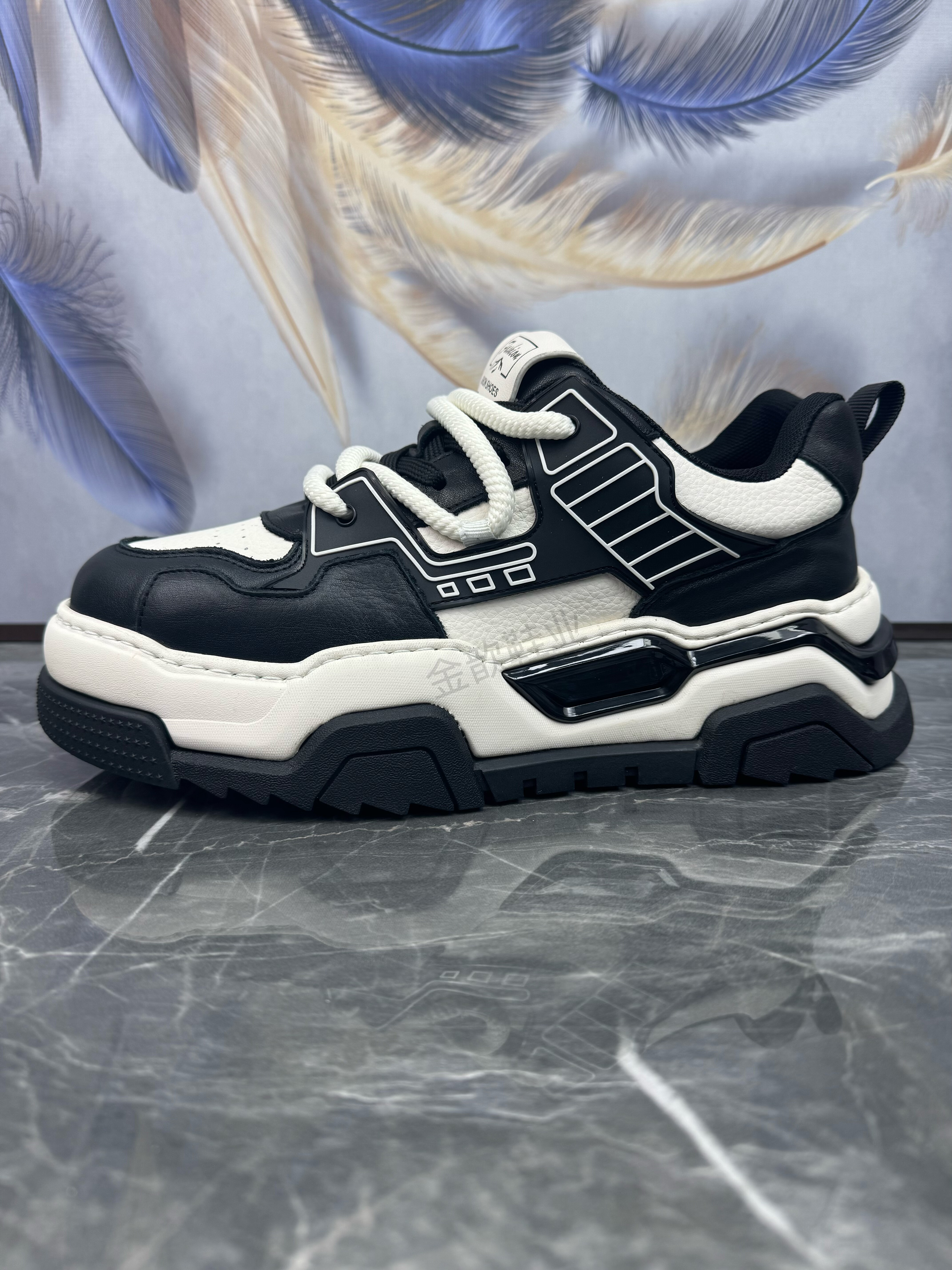 头层牛皮轻便厚底增高运动休闲鞋