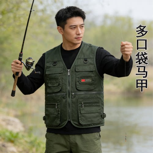 户外工装多口袋宽松马甲男