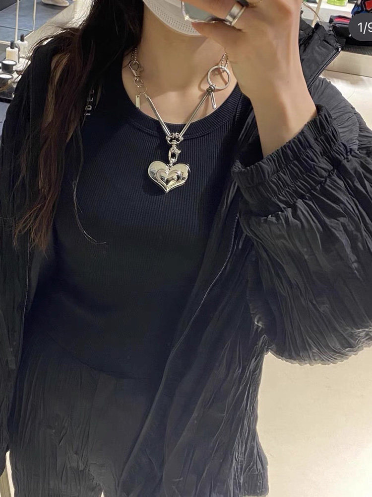 MODELTEAR ZHOU MEIMEI BIG LOVE 목걸이 한국어 틈새 디자인 금속 사랑 수제 펜던트