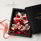 手工儿童发饰新年礼盒国风节日发夹儿童生日礼物回礼大红流苏套装