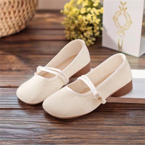 玛丽珍仙女配裙子女单鞋2026新款春夏晚晚风温柔低跟旗袍茶服布鞋