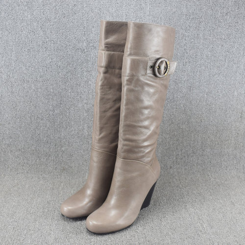 高跟女鞋时装女靴坡跟真皮长靴