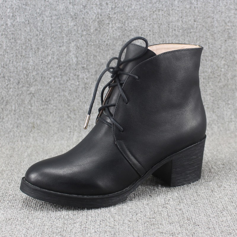 欧美真皮女靴粗跟女鞋全皮