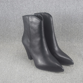 短筒马丁靴女鞋 外贸大码 真皮粗跟尖头侧拉链牛皮短靴秋冬踝靴女鞋