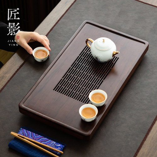 重竹长方茶盘大号中式客厅抽屉式