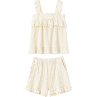 马克公主吊带睡衣女夏薄款纯棉可爱公主风少女全棉短裤大码家居服