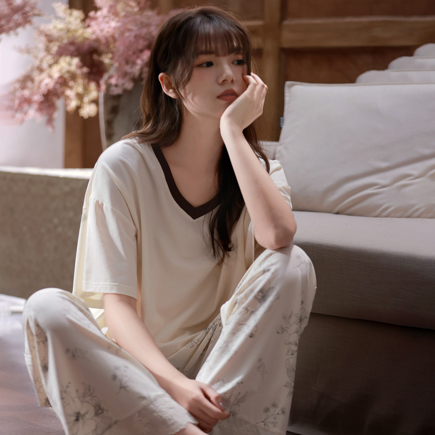 马克公主国风睡衣女夏季2026新款T恤短袖长裤柔软凉感莫棉家居服,女士内衣/男士内衣/家居服,睡衣/家居服套装,淘宝优惠券,粉丝福利购,淘宝优惠卷