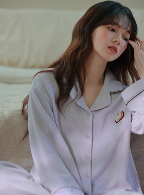 马克公主睡衣女春秋季可爱小苹果柔软厚棉长袖显白紫色秋冬家居服