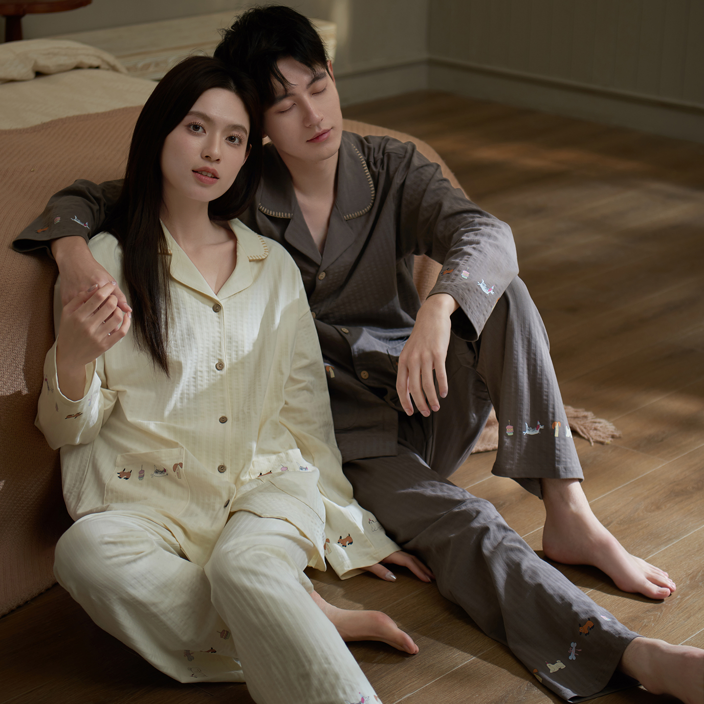 情侣睡衣春秋款纯棉长袖可爱趣味