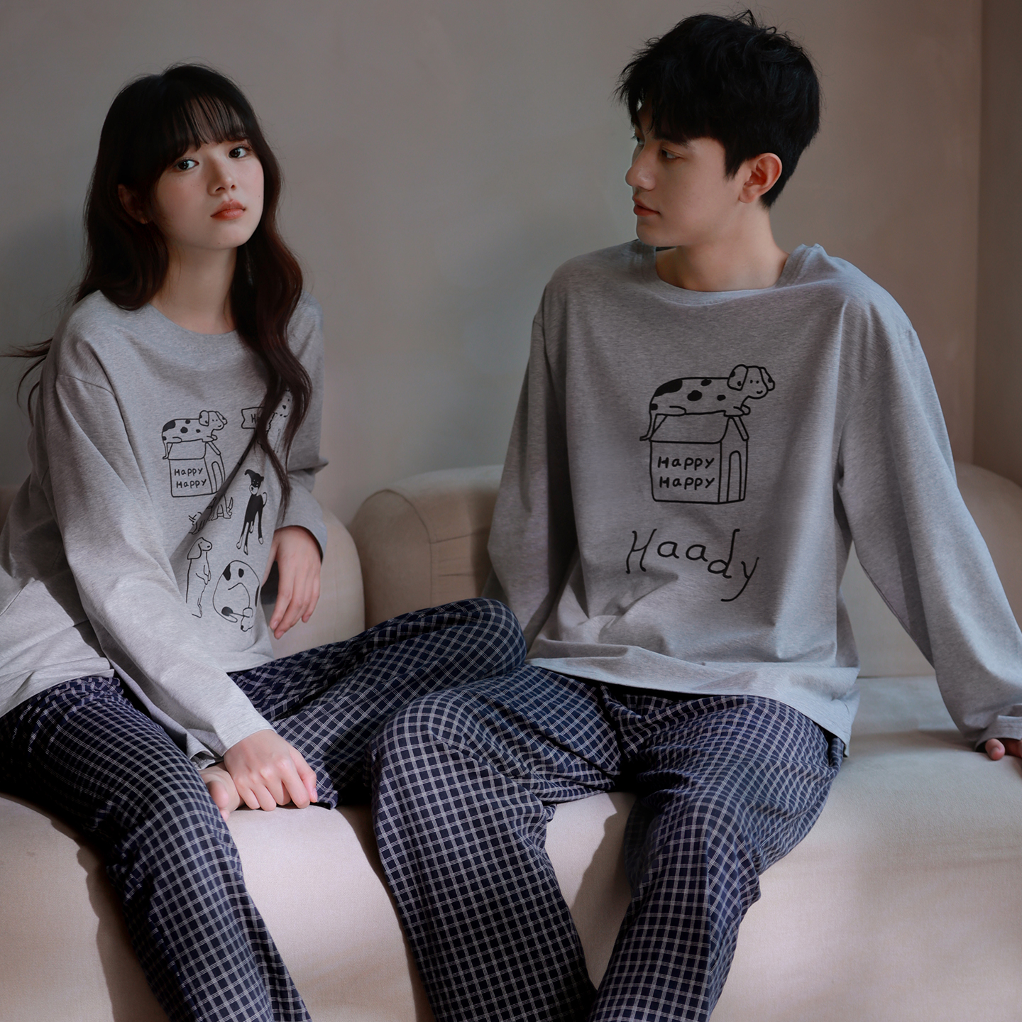 纯棉睡衣情侣春秋日系可爱可外穿