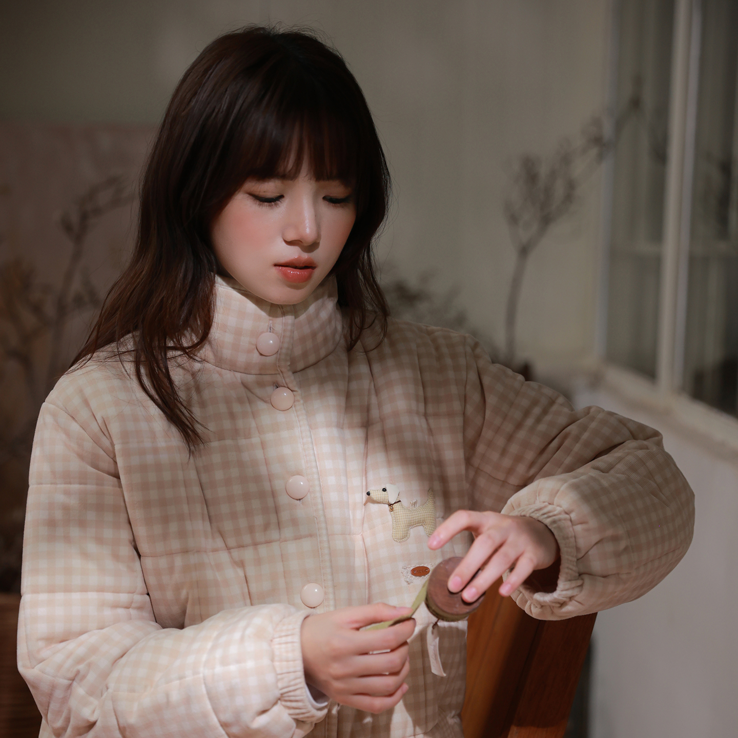 加厚三层夹棉睡衣女冬款甜美可爱