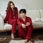 马克公主情侣睡衣女春秋红色圣诞纯棉新婚结婚男士 套装 家居服秋冬