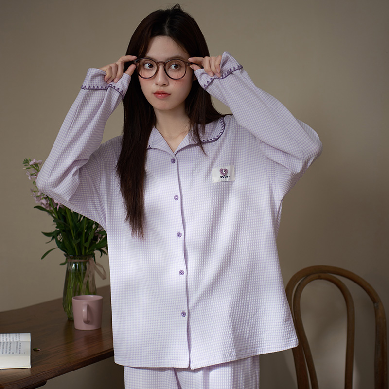 睡衣女春秋款柔软棉长袖甜美显白