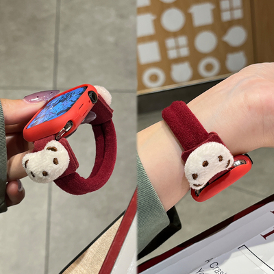 适用于小米手环9pro表带小熊8pro新品发圈REDEM WATCH6/5高级感男女款红米手表4秋冬季XL时尚运动智能腕带