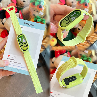 张婧仪同款适用小米手环10表带xiaomi9新品8工字磁吸尼龙真皮质时尚运动智能10陶瓷版男女生硅胶腕带夏天透气